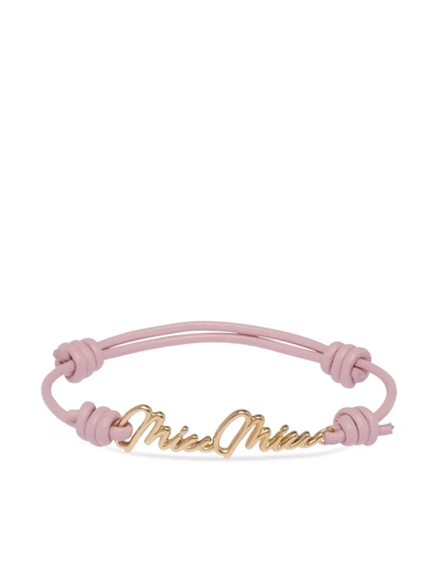Miu Miu Logo-plaque Bracelet In Gold