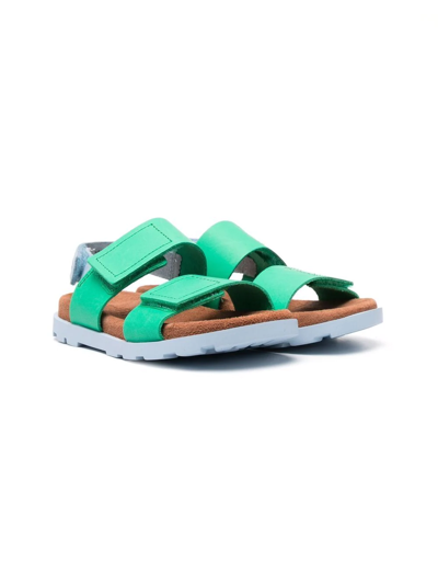 Camper Kids' Brutus Touch-strap Leather Sandals In Green