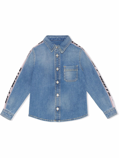 OFF-WHITE LOGO-TRIM DENIM SHIRT