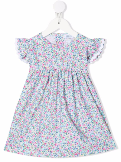 Siola Kids' Empire-line Rose-print Tunic In Verde