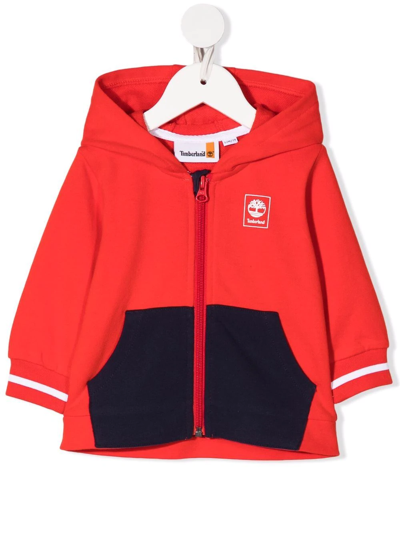Timberland Babies' Logo-print Zip-up Hoodie In Red
