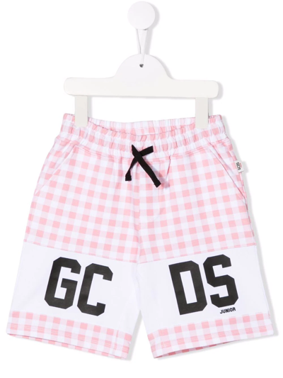 Gcds Kids' Logo-print Track Shorts In Pink