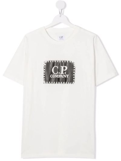 C.p. Company Teen Logo-print Cotton T-shirt In White