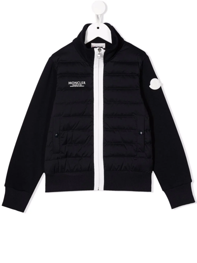 Moncler Kids' Quilted Zip-up Bomber Jacket In Blue