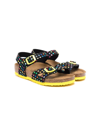 Birkenstock Rio Polka Dots Faux Leather Sandals In Black