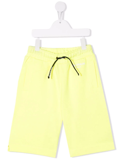 Balmain Teen Logo-print Track Shorts In Yellow