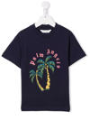 Palm Angels Palm Tree-print Short-sleeve T-shirt In Blue