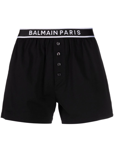Balmain Logo-waistband Boxer Shorts In Black