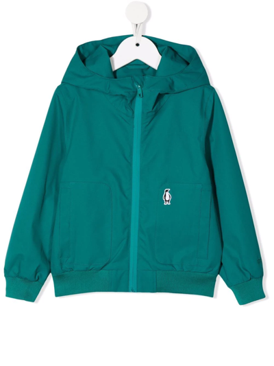 Gosoaky Kids' Logo-patch Zip-up Hooded Jacket In Green