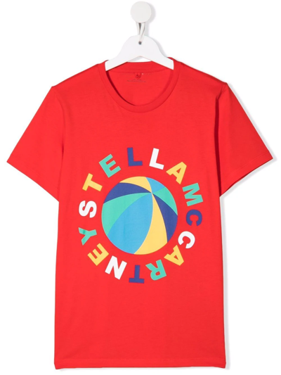 Stella Mccartney Kids' Logo-print Cotton T-shirt In Red