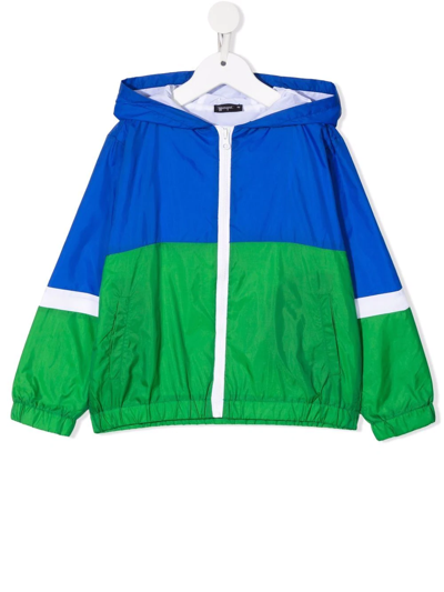 Yporqué Kids' Colour-block Zip-up Rain Jacket In Blue