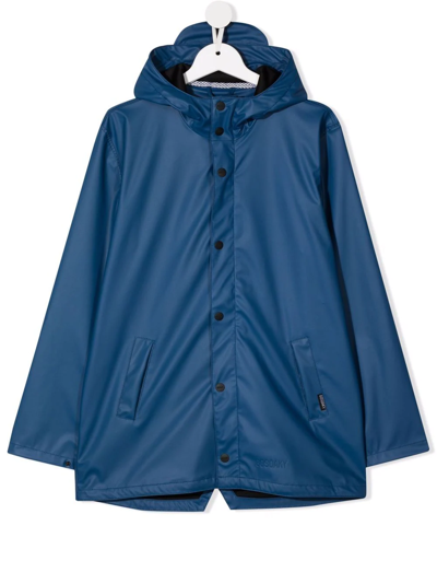 Gosoaky Teen Hooded Button-up Rain Coat In Blue