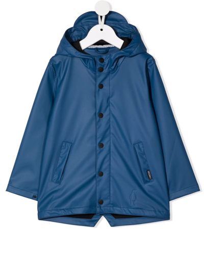 Gosoaky Kids' Hooded Button-up Coat In Blue