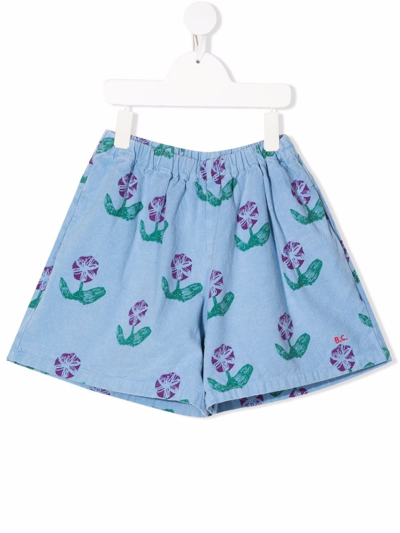 Bobo Choses Kids' Floral-print Organic-cotton Shorts In Blue