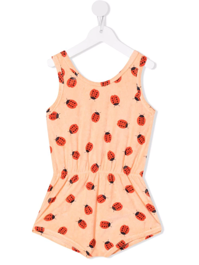 Bobo Choses Kids' Ladybug-motif Cotton Playsuit In Orange