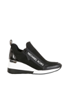 Michael Michael Kors Willis Logo-print Stretch-knit Wedge Trainers In Black