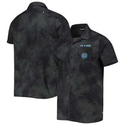 THE WILD COLLECTIVE THE WILD COLLECTIVE BLACK PHILADELPHIA UNION ABSTRACT CLOUD BUTTON-UP SHIRT