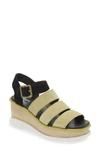 Sorel Joanie Iii Ankle Strap Wedge Platform Sandal In Olive Shade White