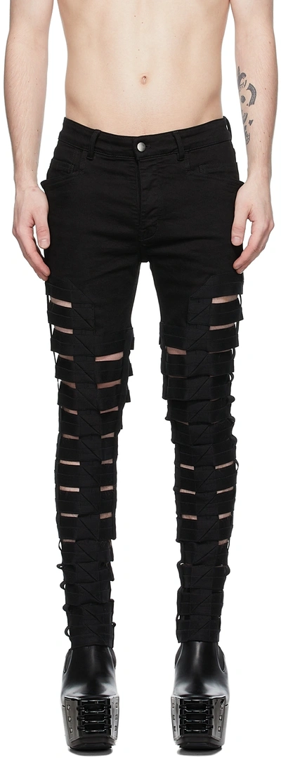 Rick Owens Spartan Distressed Denim Jeans In Black