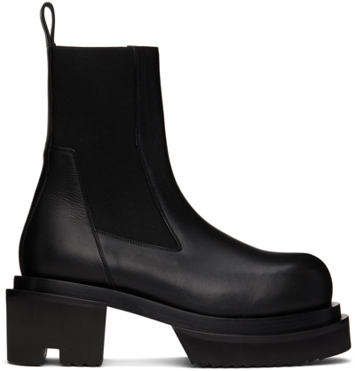 Rick Owens Black Beatle Ballast Boots In 09 Black