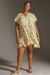 Anthropologie Robin Tiered Mini Dress In Yellow