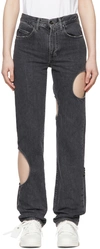 Off-white Meteor Grey Cut-out Straight-leg Jeans In 700 Dark Grey No Col