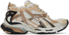 Balenciaga Runner Gold Distressed Panelled Mesh Sneakers In Beige