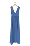 Love By Design Athen Plunging V-neck Maxi Dress In Dutch Blue
