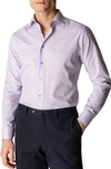 Eton Cotton Textured Convertible Cuff Slim Fit Dress Shirt In Purple