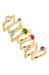 Cult Gaia Cosima Set Of 7 Stacking Rings In Multi Stone