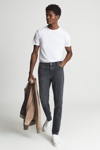 REISS ROBIN - GREY SLIM FIT WASHED JERSEY JEANS, UK 34 S