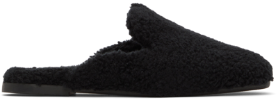 Hugo Boss Faux-shearling Design Slippers In Black