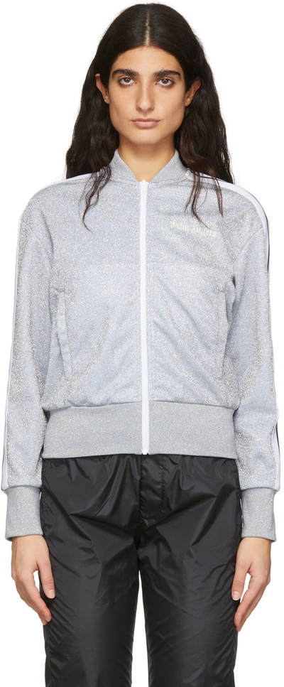 Palm Angels Grey Polyester Blend Glitter Sports Sweatshirt