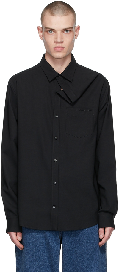 Y/project Logo-embroidered Asymmetric Shirt In Schwarz