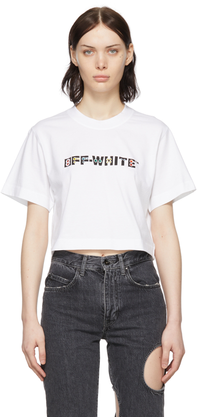Off-white Geometric Logo Cropped T-shirt In White