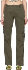 Danielle Guizio Khaki Cotton Trousers In Army Green