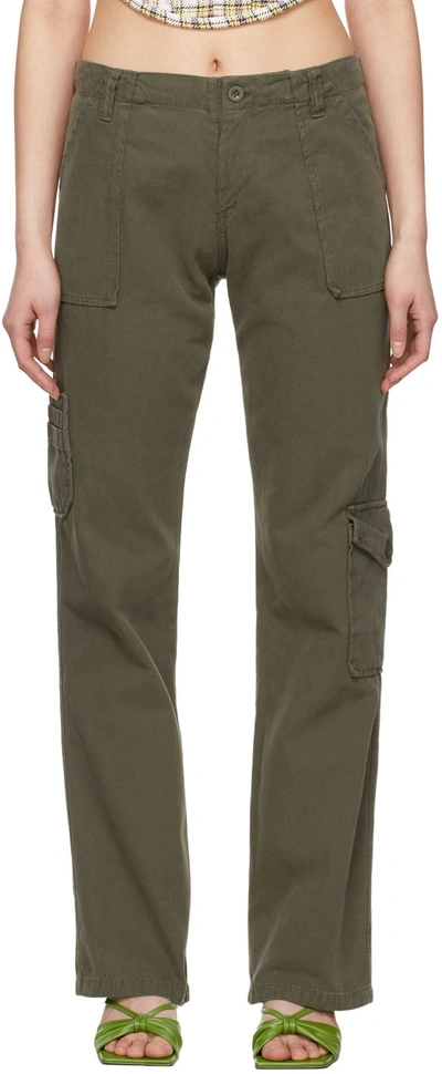 Danielle Guizio Khaki Cotton Trousers In Army Green