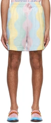 Casablanca Colour-block Drawstring Silk Shorts In Casa Shell Wave