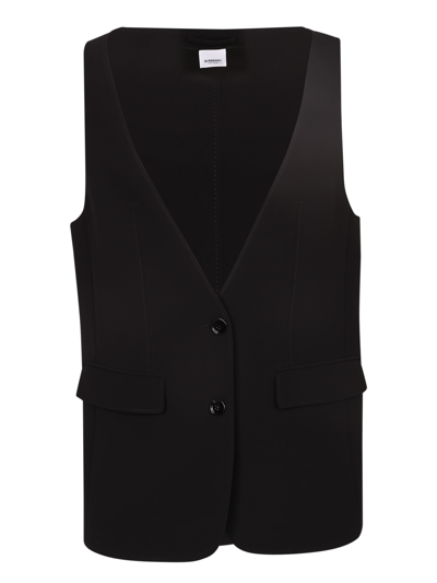 Burberry Sleeveless Tailored Silk Jacket In Black