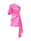 Solace London Marcie One-shoulder Mini Dress In Hot Pink