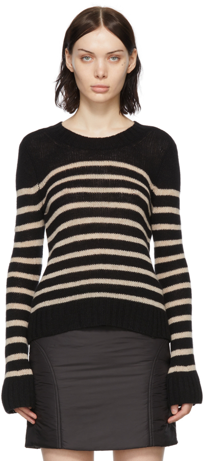 Khaite The Lou Breton Stripe Cashmere Sweater In Black Powder Stripe