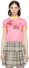 Cormio Knit T Shirt With Intarsia And Contrast Details In Pink