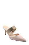 Charles David Alfie Pointed Metal-strap Suede Mules In Pinkish