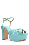 Schutz Keefa Leather Ankle-strap Platform Sandals In River Acqua