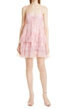 Cinq À Sept Jae Ruffle Sequin Tulle Minidress In Pink Quartz
