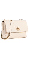 TORY BURCH KIRA QUILTED CHEVRON SHOULDER BAG NEW CREAM/ROLLED BRASS