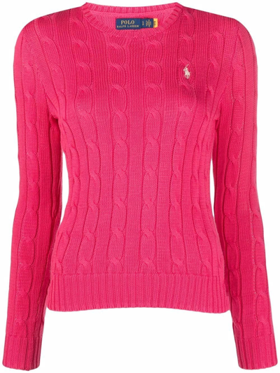 Polo Ralph Lauren Logo Cable-knit Jumper In Pink