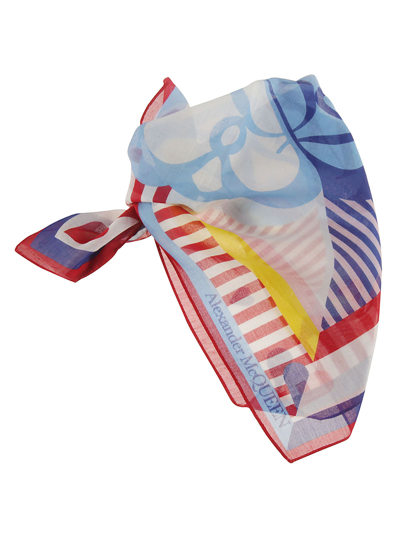 Alexander Mcqueen Bandana Football Scarf In Bluette/red