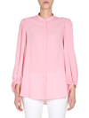 Alexander Mcqueen Pink Draped Sleeve Blouse In Rosa
