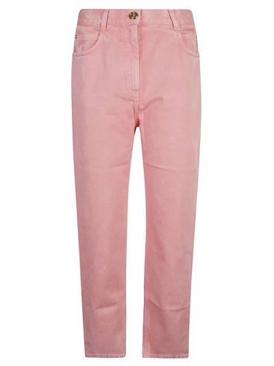 Balmain 5 Pockets Plain Jeans In Pink Moyen